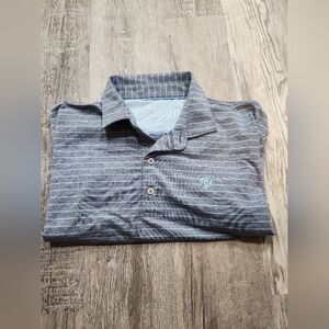 Johnnie O Men's Polo Shirt 2XL Performance Golf Blue&Gray Logo Preppy Casual
